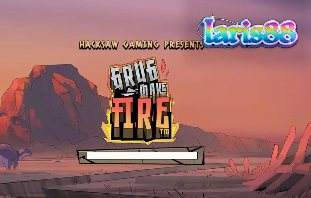 Tampilan visual slot Grug Make Fire dengan karakter manusia gua dan elemen api